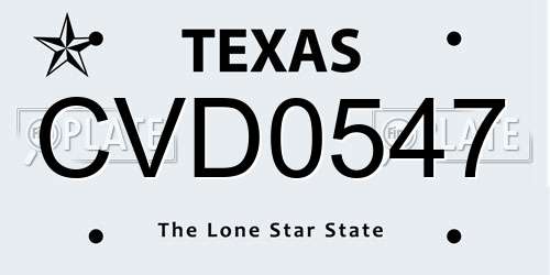 CVD0547 Texas License Plate