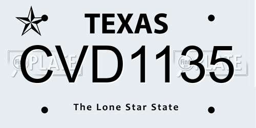 CVD1135 Texas License Plate