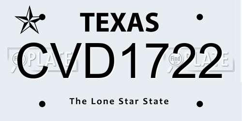 CVD1722 Texas License Plate