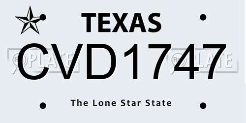 CVD1747 Texas License Plate