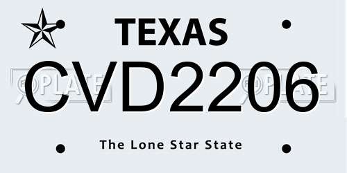 CVD2206 Texas License Plate