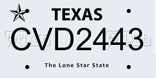 CVD2443 Texas License Plate