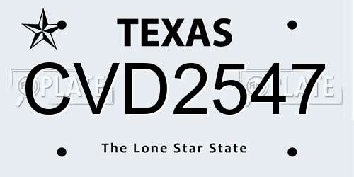CVD2547 Texas License Plate