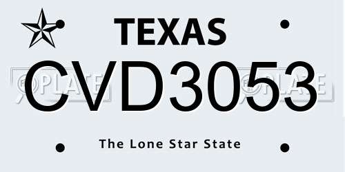 CVD3053 Texas License Plate
