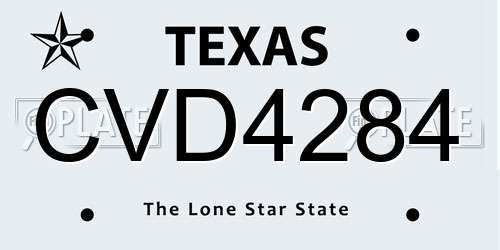 CVD4284 Texas License Plate
