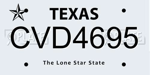 CVD4695 Texas License Plate