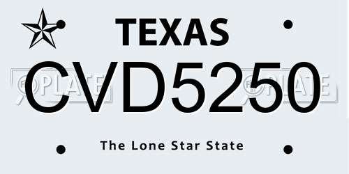 CVD5250 Texas License Plate