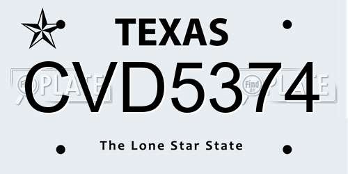 CVD5374 Texas License Plate