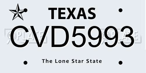 CVD5993 Texas License Plate