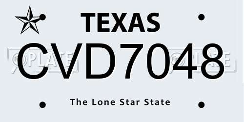CVD7048 Texas License Plate