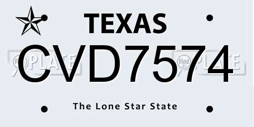 CVD7574 Texas License Plate