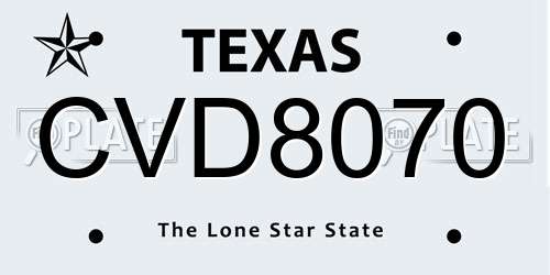 CVD8070 Texas License Plate