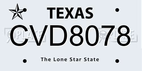 CVD8078 Texas License Plate