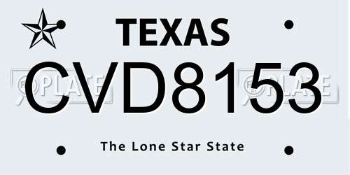 CVD8153 Texas License Plate