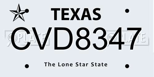 CVD8347 Texas License Plate