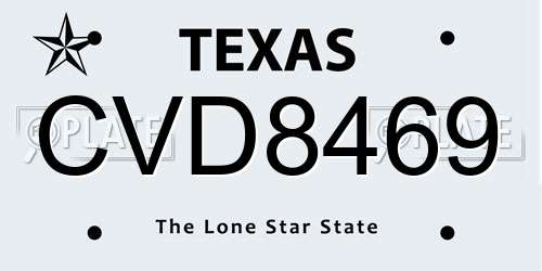 CVD8469 Texas License Plate