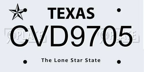 CVD9705 Texas License Plate