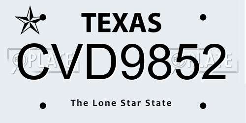 CVD9852 Texas License Plate