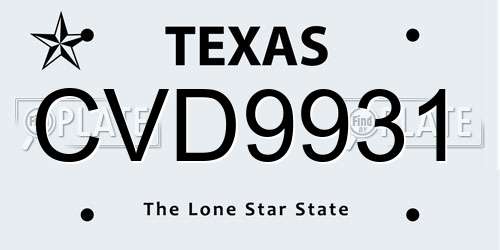 CVD9931 Texas License Plate