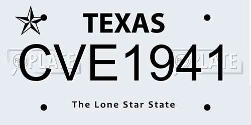 CVE1941 Texas License Plate