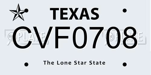 CVF0708 Texas License Plate