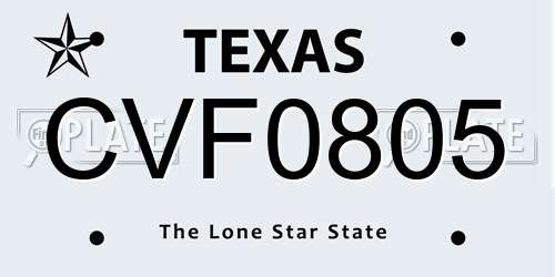 CVF0805 Texas License Plate