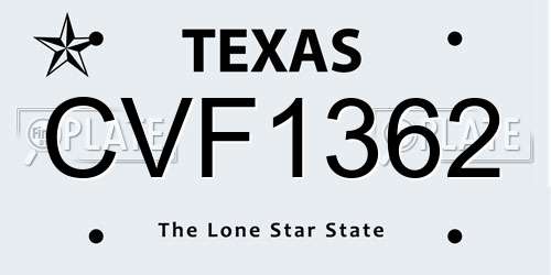 CVF1362 Texas License Plate
