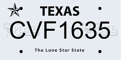 CVF1635 Texas License Plate