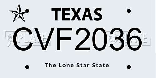CVF2036 Texas License Plate