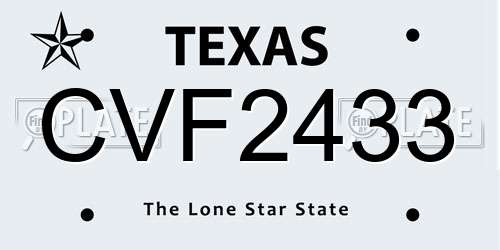 CVF2433 Texas License Plate