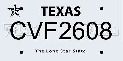 CVF2608 Texas License Plate
