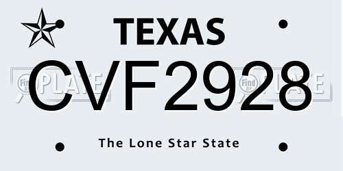 CVF2928 Texas License Plate
