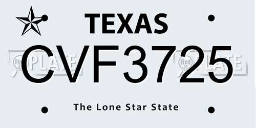 CVF3725 Texas License Plate