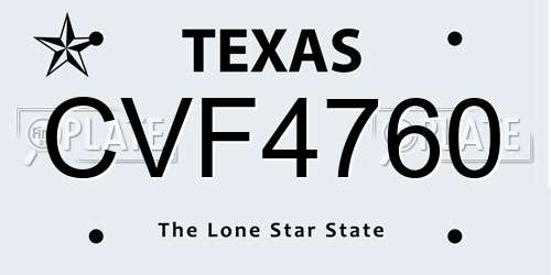 CVF4760 Texas License Plate