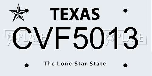 CVF5013 Texas License Plate