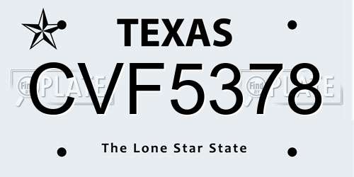 CVF5378 Texas License Plate