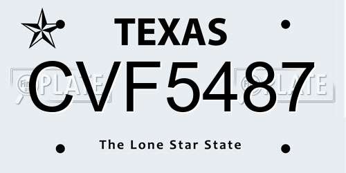 CVF5487 Texas License Plate
