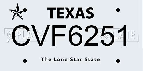CVF6251 Texas License Plate