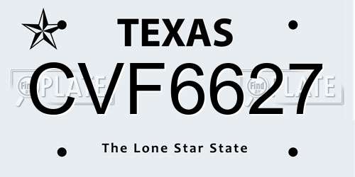 CVF6627 Texas License Plate