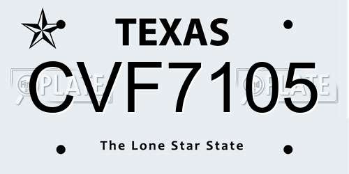 CVF7105 Texas License Plate