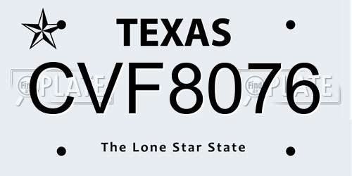 CVF8076 Texas License Plate