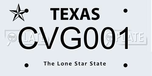 CVG001 Texas License Plate