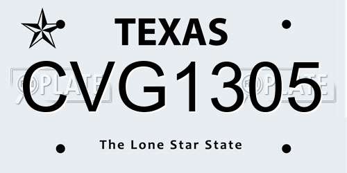 CVG1305 Texas License Plate