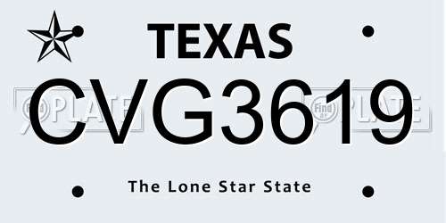 CVG3619 Texas License Plate