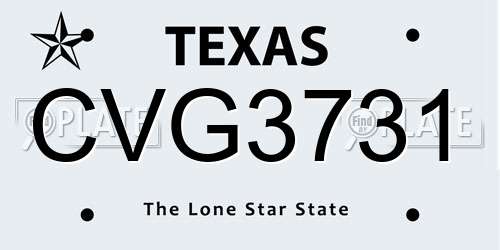 CVG3731 Texas License Plate