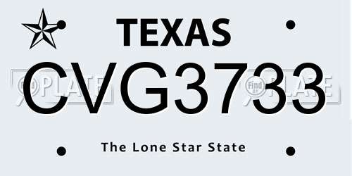 CVG3733 Texas License Plate