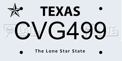 CVG499 Texas License Plate