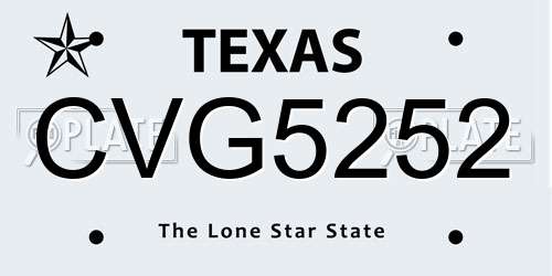 CVG5252 Texas License Plate