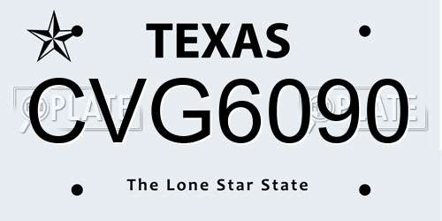 CVG6090 Texas License Plate