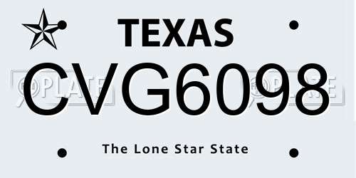 CVG6098 Texas License Plate